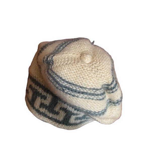 VINTAGE Unisex Cream Wool Winter Ski Hat - Picture 2 of 3